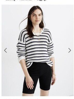 Madewell Ottoman Jacquard Biker Shorts Black Ribbed Knit Size Small
